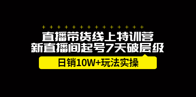 直播带货线上特训营，新直播间起号7天破层级日销10万玩法实操-91搞钱