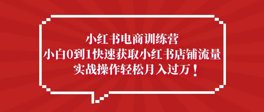 小红书电商训练营，小白0到1快速获取小红书店铺流量-91搞钱