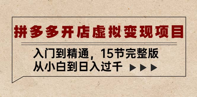 拼多多开店虚拟变现项目：入门到精通（15节完整版）-91搞钱