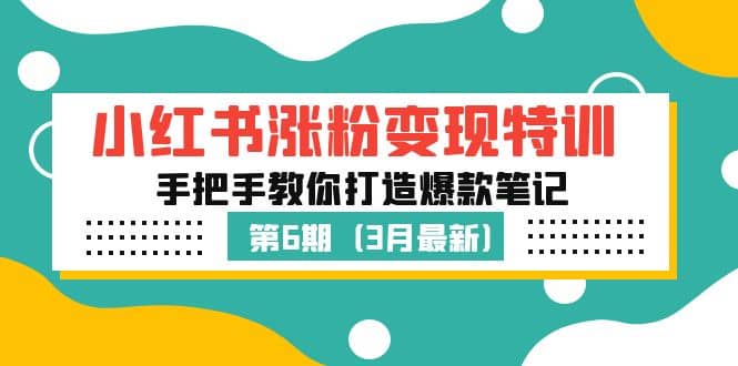 小红书涨粉变现特训·第6期，手把手教你打造爆款笔记（3月新课）-91搞钱