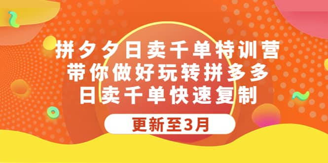 拼夕夕日卖千单特训营，带你做好玩转拼多多，日卖千单快速复制 (更新至3月)-91搞钱