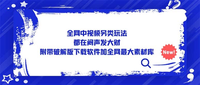 全网中视频另类玩法，都在闷声发大财，附带下载软件加全网最大素材库-91搞钱
