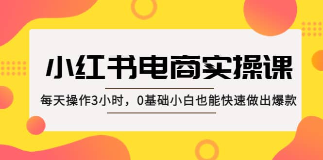 小红书·电商实操课：每天操作3小时，0基础小白也能快速做出爆款-91搞钱