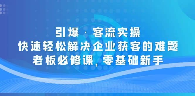引爆·客流实操：快速轻松解决企业获客的难题，老板必修课，零基础新手-91搞钱