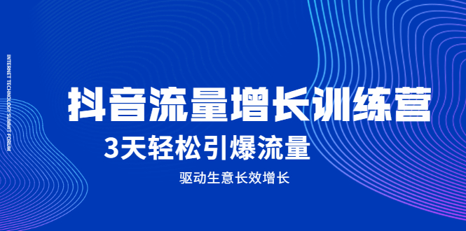 抖音流量增长训练营，3天轻松引爆流量，驱动生意长效增长-91搞钱