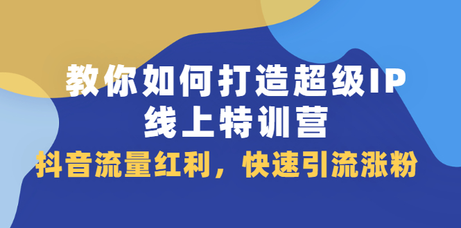 教你如何打造超级IP线上特训营，抖音流量红利新机遇-91搞钱