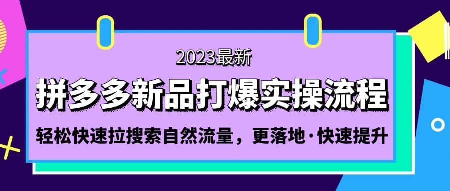 拼多多-新品打爆实操流程：轻松快速拉搜索自然流量，更落地·快速提升-91搞钱