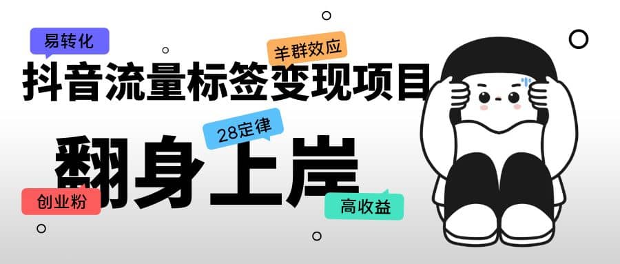 抖音流量标签变现项目，抖音创业粉轻松转化，单价高收益简单-91搞钱