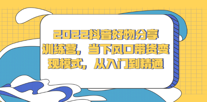 2022抖音好物分享训练营，当下风口带货变现模式，从入门到精通-91搞钱