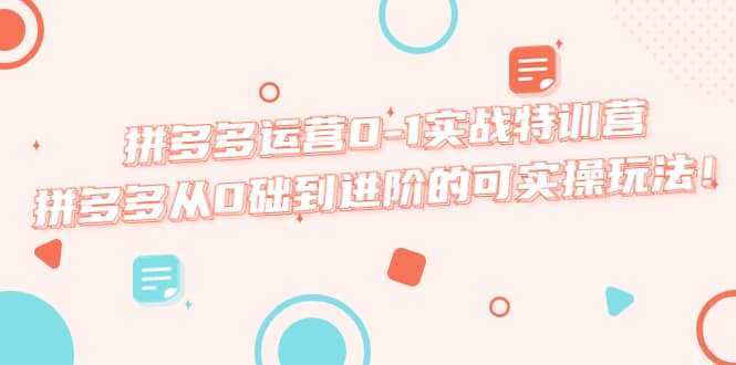 拼多多运营0-1实战特训营，拼多多从0础到进阶的可实操玩法-91搞钱