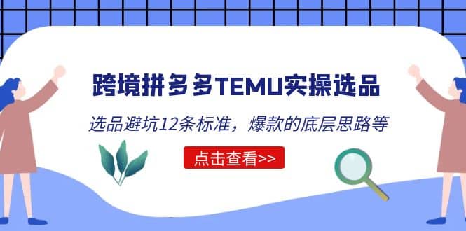 跨境拼多多TEMU实操选品运营方法，选品避坑12条标准，爆款的底层思路等-91搞钱