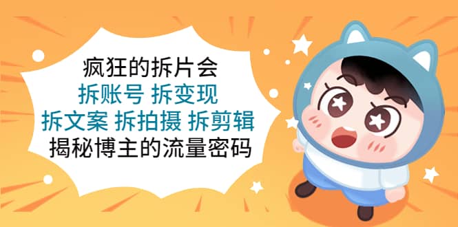 疯狂的拆片会：拆账号 拆变现 拆文案 拆拍摄 拆剪辑 揭秘博主的流量密码-91搞钱