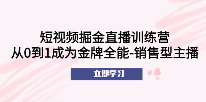 短视频掘金直播训练营：从0到1成为金牌全能-销售型主播-91搞钱