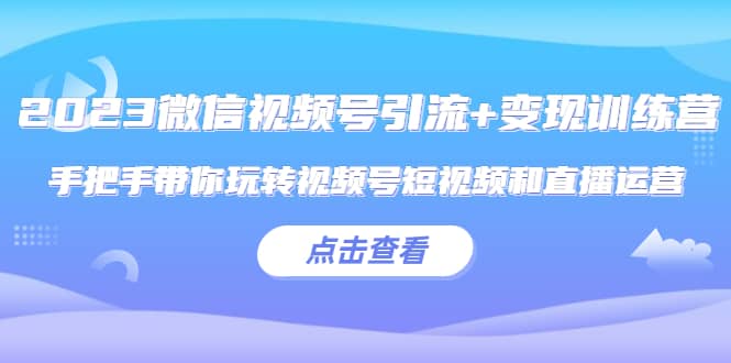 2023微信视频号引流+变现训练营：手把手带你玩转视频号短视频和直播运营-91搞钱