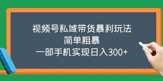 视频号私域带货暴利玩法，简单粗暴-91搞钱