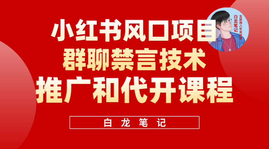 小红书风口项目日入300+，小红书群聊禁言技术代开项目，适合新手操作-91搞钱