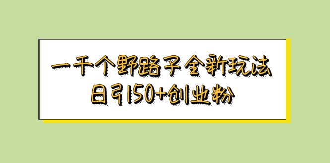 一千个野路子全新玩法 日引50+创业粉-91搞钱
