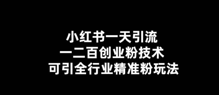 【引流必备】小红书一天引流一二百创业粉技术，可引全行业精准粉玩法-91搞钱