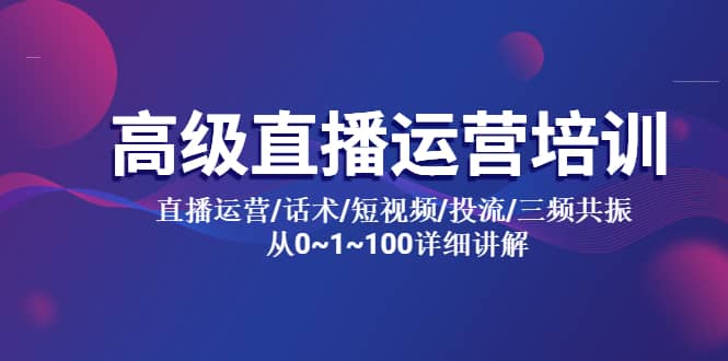 高级直播运营培训 直播运营/话术/短视频/投流/三频共振 从0~1~100详细讲解-91搞钱