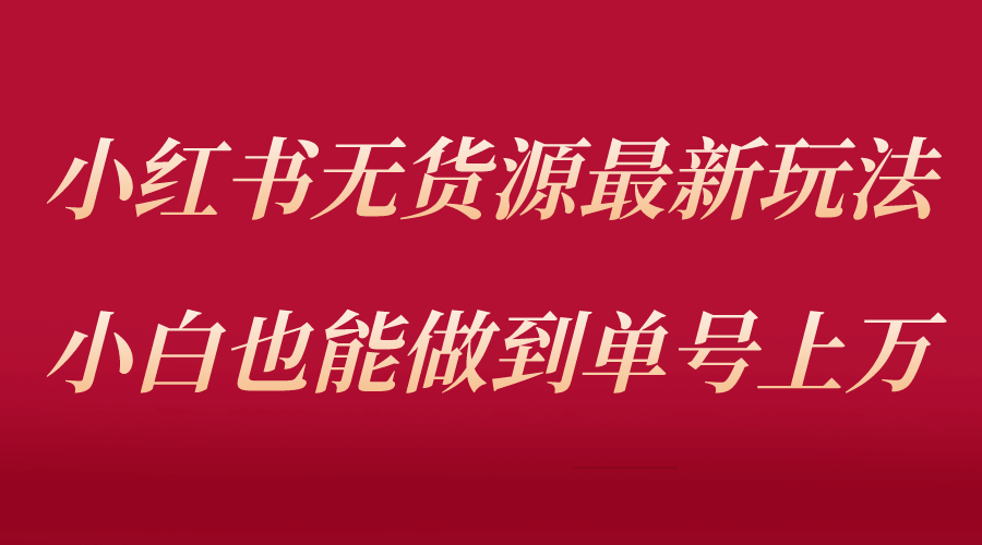 小红书无货源最新螺旋起号玩法，电商小白也能做到单号上万（收费3980）-91搞钱
