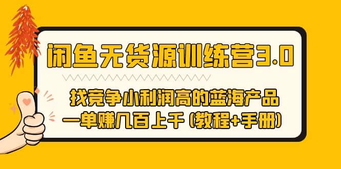 闲鱼无货源训练营3.0 找竞争小利润高的蓝海产品 一单赚几百上千(教程+手册)-91搞钱