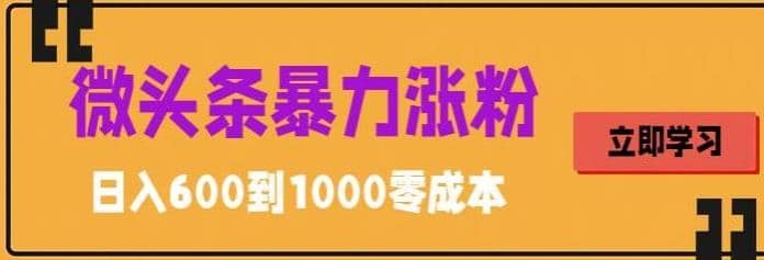 微头条暴力涨粉技巧搬运文案就能涨几万粉丝，简单0成本，日赚600-91搞钱