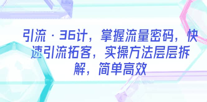 引流·36计，掌握流量密码，快速引流拓客，实操方法层层拆解，简单高效-91搞钱