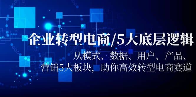 企业转型电商/5大底层逻辑，从模式 数据 用户 产品 营销5大板块，高效转型-91搞钱