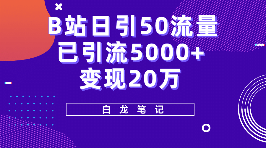 B站日引50+流量，实战已引流5000+变现20万，超级实操课程-91搞钱
