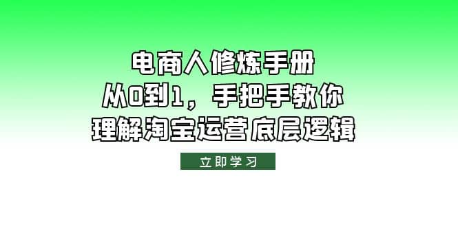 电商人修炼·手册，从0到1，手把手教你理解淘宝运营底层逻辑-91搞钱