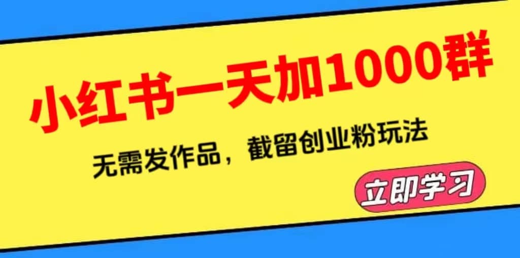 小红书一天加1000群，无需发作品，截留创业粉玩法 （附软件）-91搞钱
