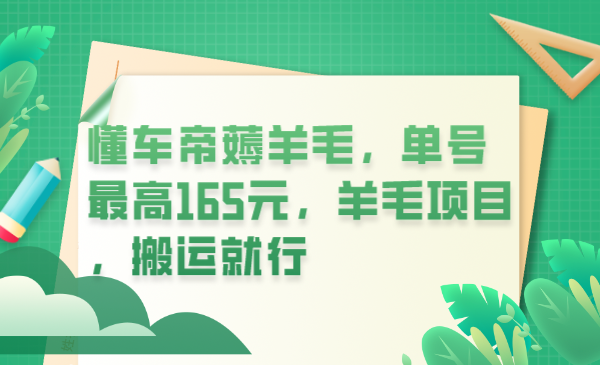 懂车帝薅羊毛，单号最高165元，羊毛项目，搬运就行-91搞钱