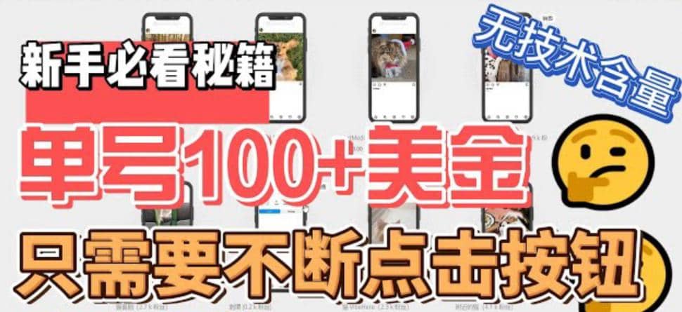 最新无脑只需不断点击按钮，单号100美金暴利项目，可批量操作-91搞钱