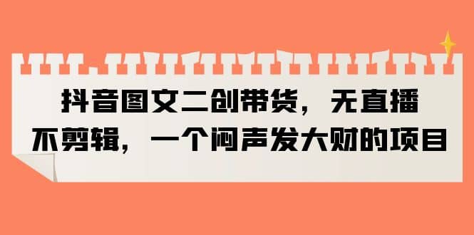 抖音图文二创带货，无直播，不剪辑，一个闷声发大财的项目-91搞钱