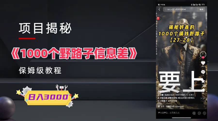 1000个野路子信息差保姆式教程-单日变现3000+的玩法解密-91搞钱