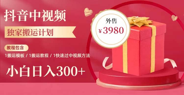 2023年独家抖音中视频搬运计划，每天30分钟到1小时搬运 小白轻松日入300+-91搞钱