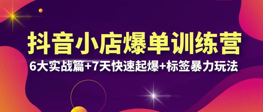 抖音小店爆单训练营VIP线下课：6大实战篇+7天快速起爆+标签暴力玩法(32节)-91搞钱