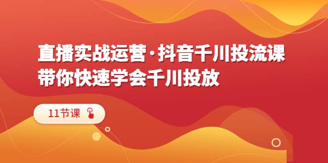 直播实战运营·抖音千川投流课，带你快速学会千川投放（11节课）-91搞钱