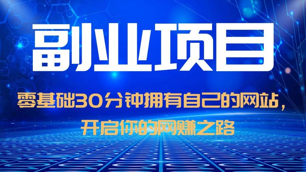 零基础30分钟拥有自己的网站，日赚1000+，开启你的网赚之路（教程+源码）-91搞钱