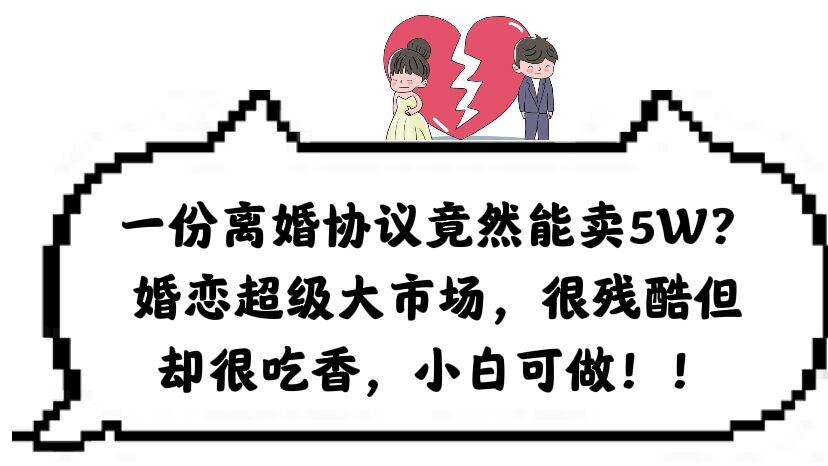 一份离婚协议竟然能卖5W？婚恋超级大市场，很残酷但却很吃香，小白可做-91搞钱