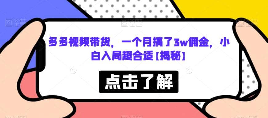 多多视频带货，一个月搞了3w佣金，小白入局超合适【揭秘】-91搞钱