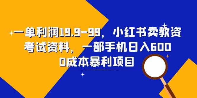 一单利润19.9-99，小红书卖教资考试资料，一部手机日入600（教程+资料）-91搞钱