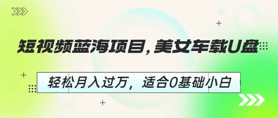 短视频蓝海项目，美女车载U盘，轻松月入过万，适合0基础小白-91搞钱