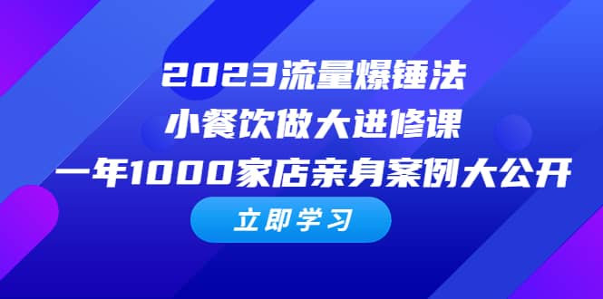 2023流量 爆锤法，小餐饮做大进修课，一年1000家店亲身案例大公开-91搞钱
