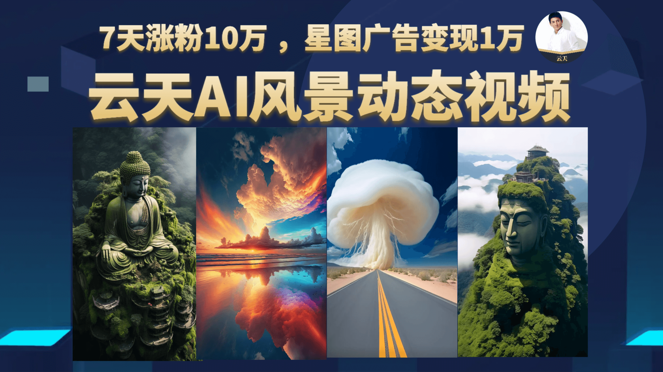 云天AI风景动图视频制作，7天涨粉10万 ，星图广告变现1万-91搞钱