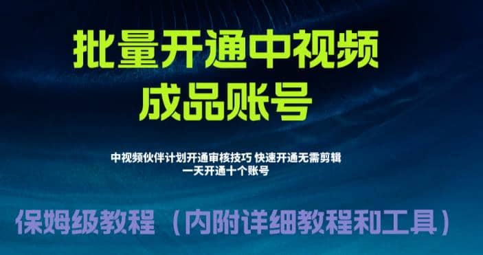 外面收费1980暴力开通中视频计划教程，附 快速通过中视频伙伴计划的办法-91搞钱