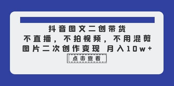 抖音图文二创带货，不直播，不拍视频，不用混剪，图片二次创作变现 月入10w-91搞钱
