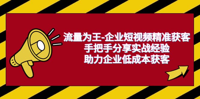 流量为王-企业 短视频精准获客，手把手分享实战经验，助力企业低成本获客-91搞钱