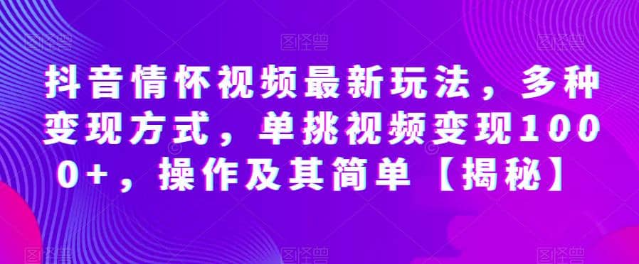 抖音情怀视频最新玩法，多种变现方式，单挑视频变现1000+，操作及其简单【揭秘】-91搞钱