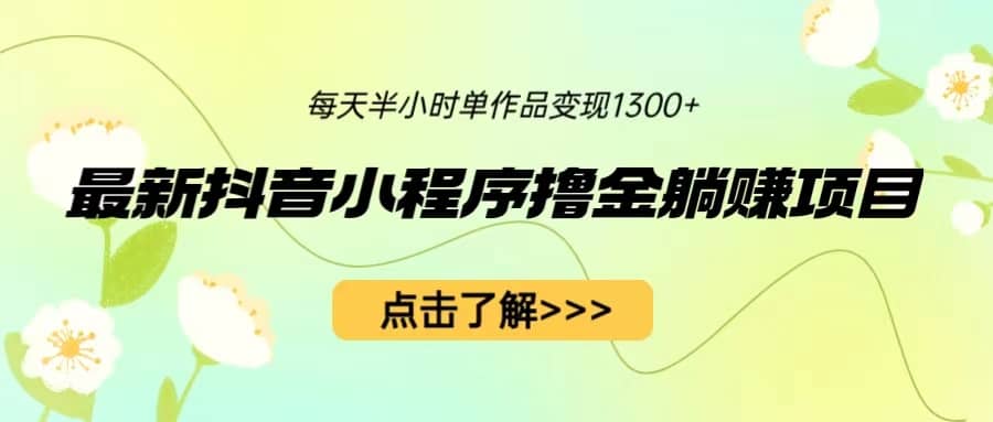最新抖音小程序撸金躺赚项目，一部手机每天半小时，单个作品变现1300+-91搞钱